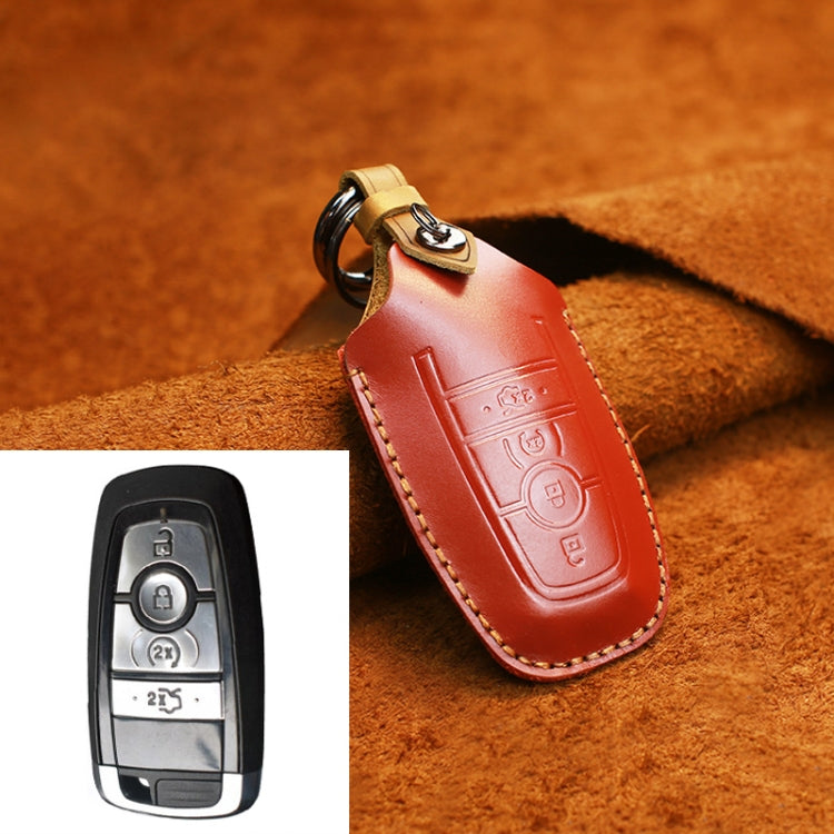 Custodia protettiva per chiave in pelle di vacchetta per auto Ford, versione a quattro chiavi, For Ford, Four Keys Version