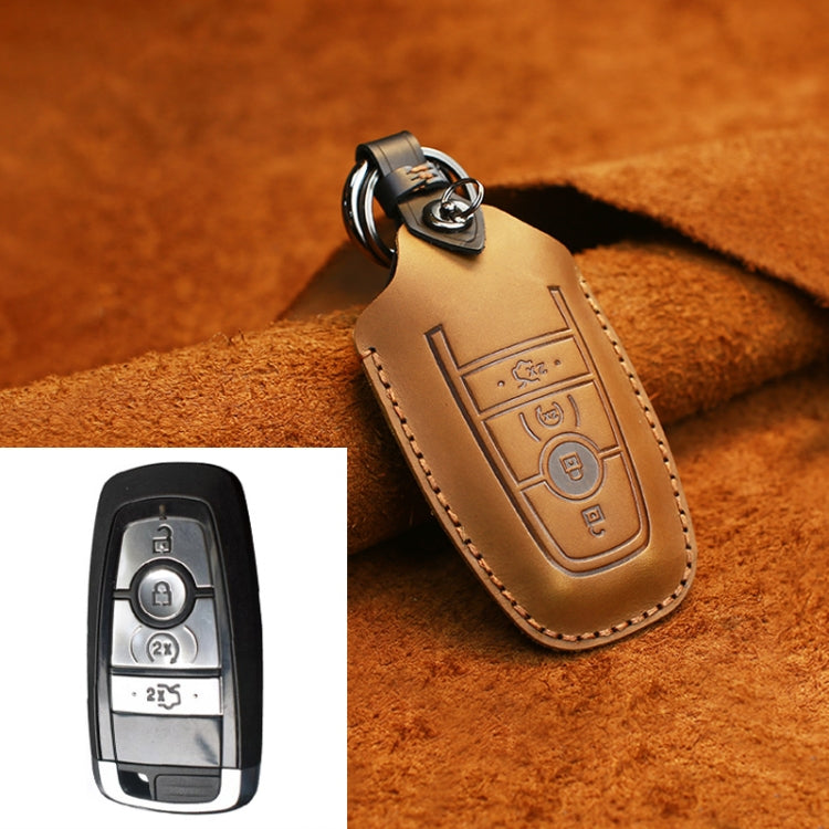 Custodia protettiva per chiave in pelle di vacchetta per auto Ford, versione a quattro chiavi, For Ford, Four Keys Version