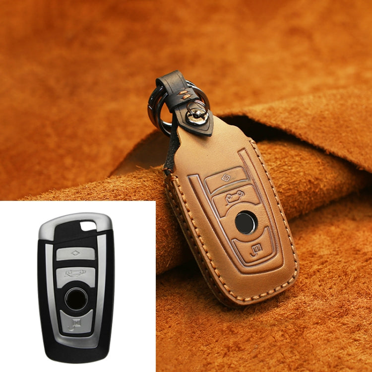Per BMW Old Style Car Custodia protettiva per chiave in pelle di vacchetta, versione a tre chiavi, For BMW Old Style, Three Keys Version