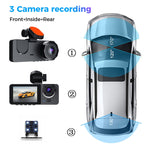 Registratore di guida per fotocamera da cruscotto per auto A2 con tripla lente, A2 (Black), A2 (Gold)
