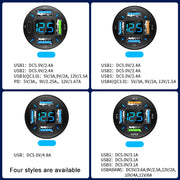 Caricabatterie per auto con display digitale USB 4.8A 2 pezzi 4 in 1, 4.8A