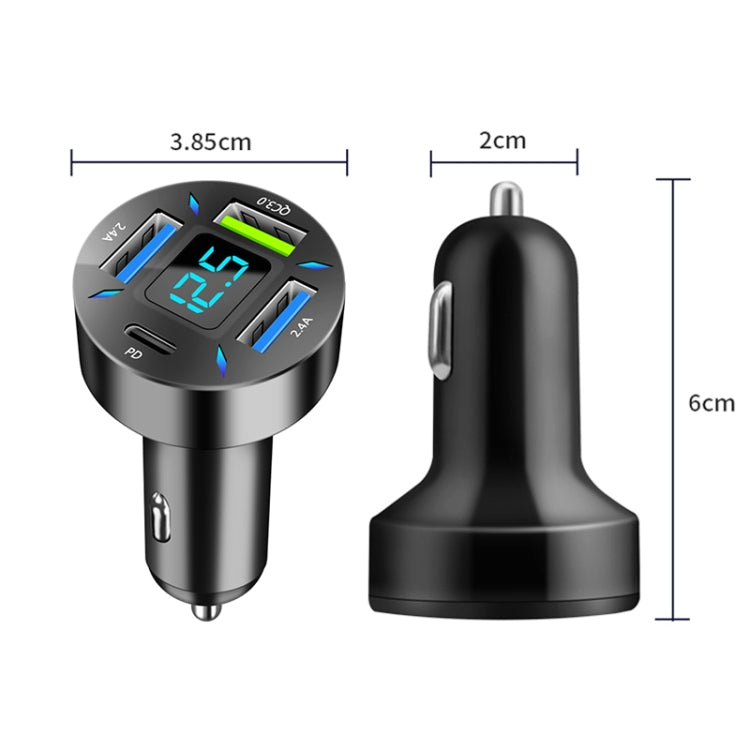 Caricabatterie rapido per auto con display digitale 2 pezzi 4 in 1 USB PD20W+QC3.0+2.4A, PD20W+QC3.0+2.4A
