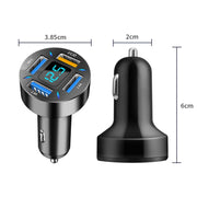 Caricabatterie rapido per auto con display digitale USB QC3.0 2 pezzi 4 in 1, QC3.0