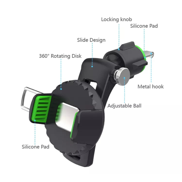 Supporto per telefono multifunzionale con presa d'aria per condizionatore d'aria per auto, Air Outlet (Black), Air Outlet (Green)