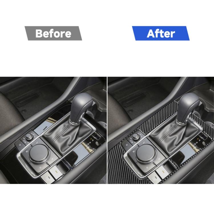 Adesivo decorativo per pannello di controllo centrale dell'auto in fibra di carbonio per Mazda 3 Axela 2020, guida a destra, Central Control Gear Panel, Right Drive