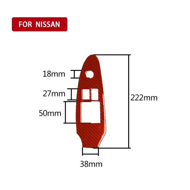 Adesivo decorativo per controllo ascensore porta laterale guida principale in fibra di carbonio per auto per Nissan 370Z / Z34 2009-, guida a destra a configurazione bassa, Main Driving Side Lift Control, Right Drive