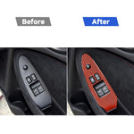 Adesivo decorativo per controllo ascensore porta laterale guida principale in fibra di carbonio per auto per Nissan 370Z / Z34 2009-, guida a destra a configurazione bassa, Main Driving Side Lift Control, Right Drive