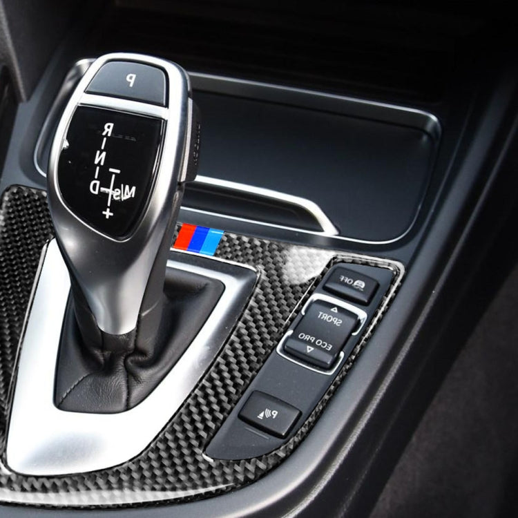 Adesivo decorativo per pannello ingranaggi auto in fibra di carbonio a tre colori per BMW (F30) 2013-2017 / (F34) 2013-2017, guida a destra, Right Drive