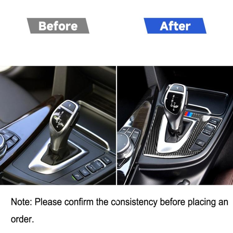 Adesivo decorativo per pannello ingranaggi auto in fibra di carbonio a tre colori per BMW (F30) 2013-2017 / (F34) 2013-2017, guida a destra, Right Drive