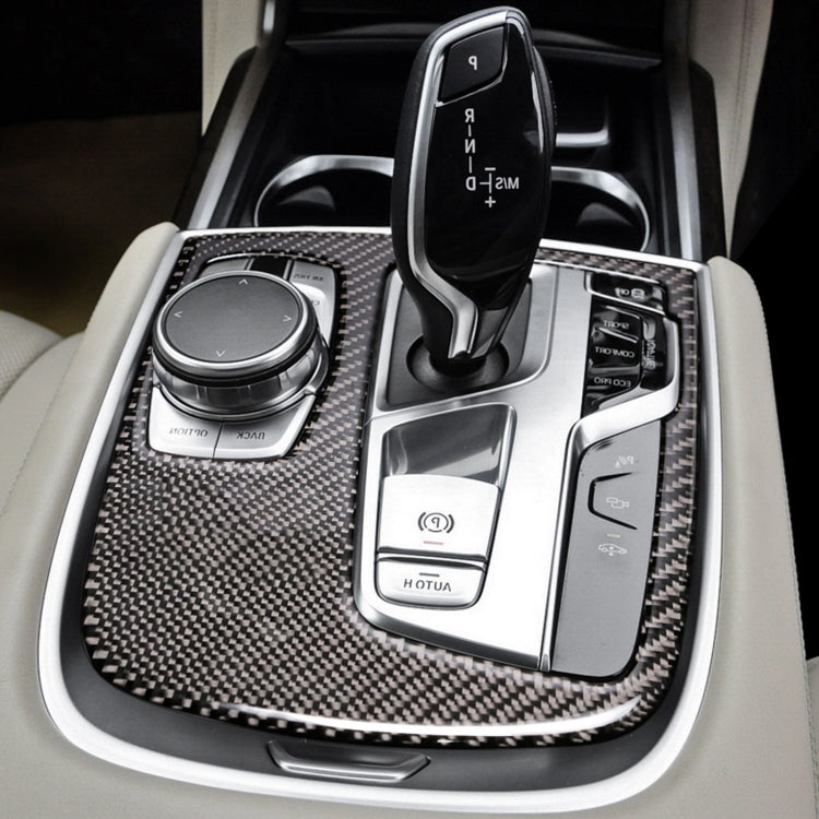 Adesivo decorativo per copertura pannello cambio centrale in fibra di carbonio per auto per BMW G11 / G12 2016-, guida a destra, Central Shift Panel Cover, Right Drive