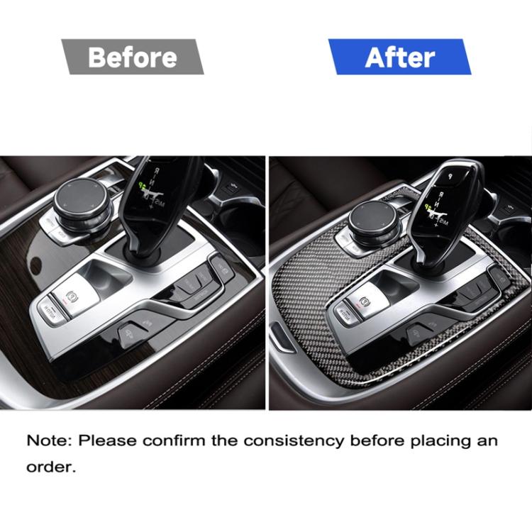 Adesivo decorativo per copertura pannello cambio centrale in fibra di carbonio per auto per BMW G11 / G12 2016-, guida a destra, Central Shift Panel Cover, Right Drive