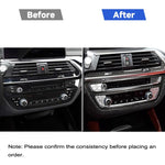 Adesivo decorativo 2 in 1 per condizionatore d'aria CD in fibra di carbonio per auto, pannello di controllo M Performance, per BMW G01 X3 2018-2020 / G02 X4 2019-2020, guida a sinistra, 2 in 1 Air Conditioner CD Control Panel