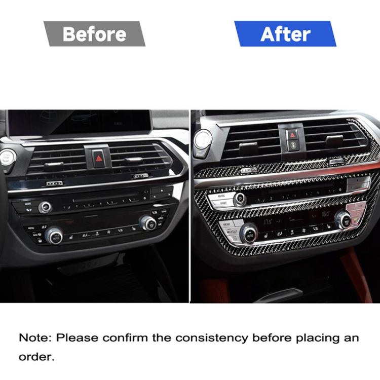 Adesivo decorativo 2 in 1 per condizionatore d'aria CD in fibra di carbonio per auto, pannello di controllo M Performance, per BMW G01 X3 2018-2020 / G02 X4 2019-2020, guida a sinistra, 2 in 1 Air Conditioner CD Control Panel