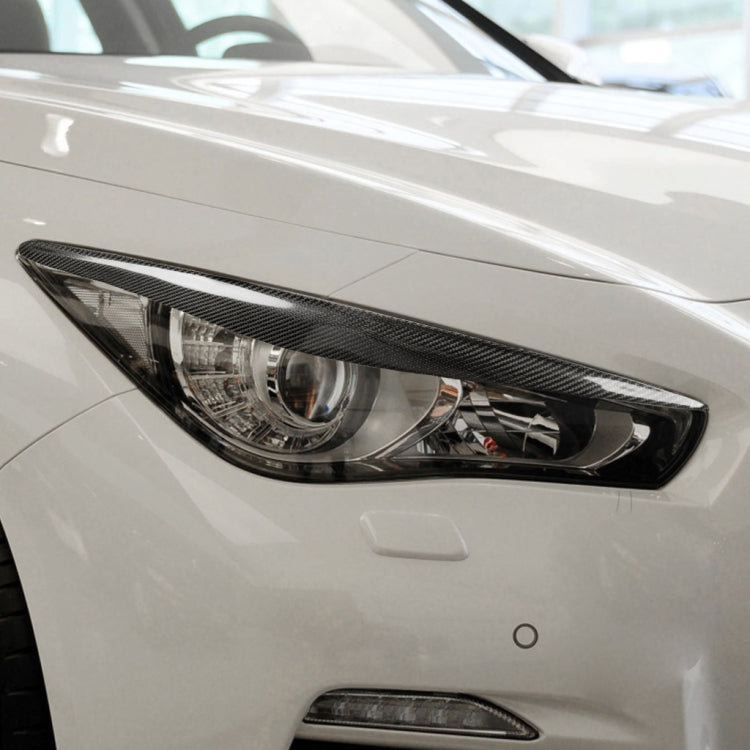 2 pezzi/set adesivo decorativo per sopracciglio lampada per auto in fibra di carbonio per Infiniti Q50 2014-2019, versione con colla a goccia, For Infiniti Q50 2014-2019