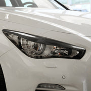 2 pezzi/set adesivo decorativo per sopracciglio lampada per auto in fibra di carbonio per Infiniti Q50 2014-2019, versione con colla a goccia, For Infiniti Q50 2014-2019