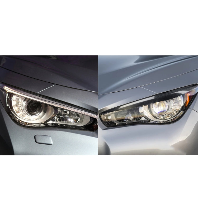 2 pezzi/set adesivo decorativo per sopracciglio lampada per auto in fibra di carbonio per Infiniti Q50 2014-2019, versione con colla a goccia, For Infiniti Q50 2014-2019