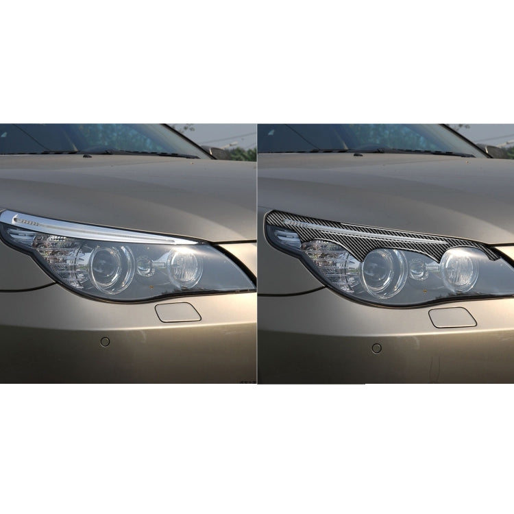 2 pezzi/set adesivo decorativo per sopracciglio lampada per auto in fibra di carbonio per BMW E60 Serie 5 2004-2010, versione con colla a goccia, For BMW E60 5 Series 2004-2010