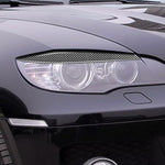 2 pezzi/set adesivo decorativo per sopracciglio lampada per auto in fibra di carbonio per BMW E71/X6 2008-2014, versione con colla a goccia, For BMW E71/X6 2008-2014