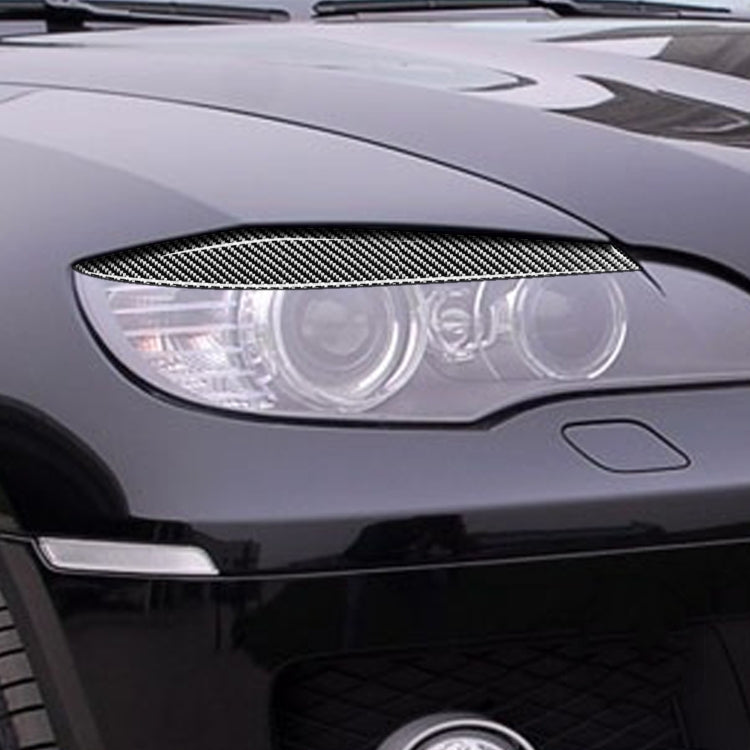 2 pezzi/set adesivo decorativo per sopracciglio lampada per auto in fibra di carbonio per BMW E71/X6 2008-2014, versione con colla a goccia, For BMW E71/X6 2008-2014