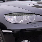 2 pezzi/set adesivo decorativo per sopracciglio lampada per auto in fibra di carbonio per BMW E71/X6 2008-2014, versione con colla a goccia, For BMW E71/X6 2008-2014
