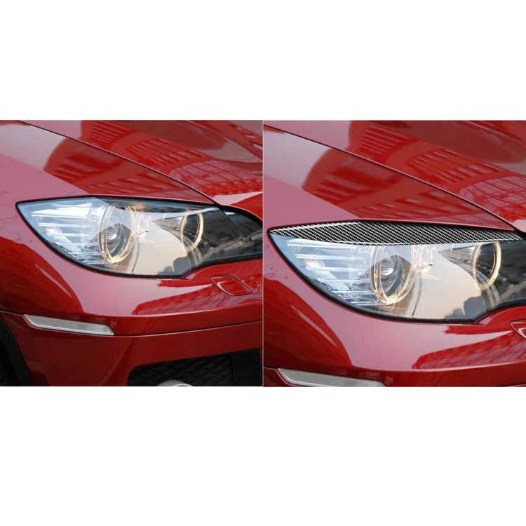 2 pezzi/set adesivo decorativo per sopracciglio lampada per auto in fibra di carbonio per BMW E71/X6 2008-2014, versione con colla a goccia, For BMW E71/X6 2008-2014