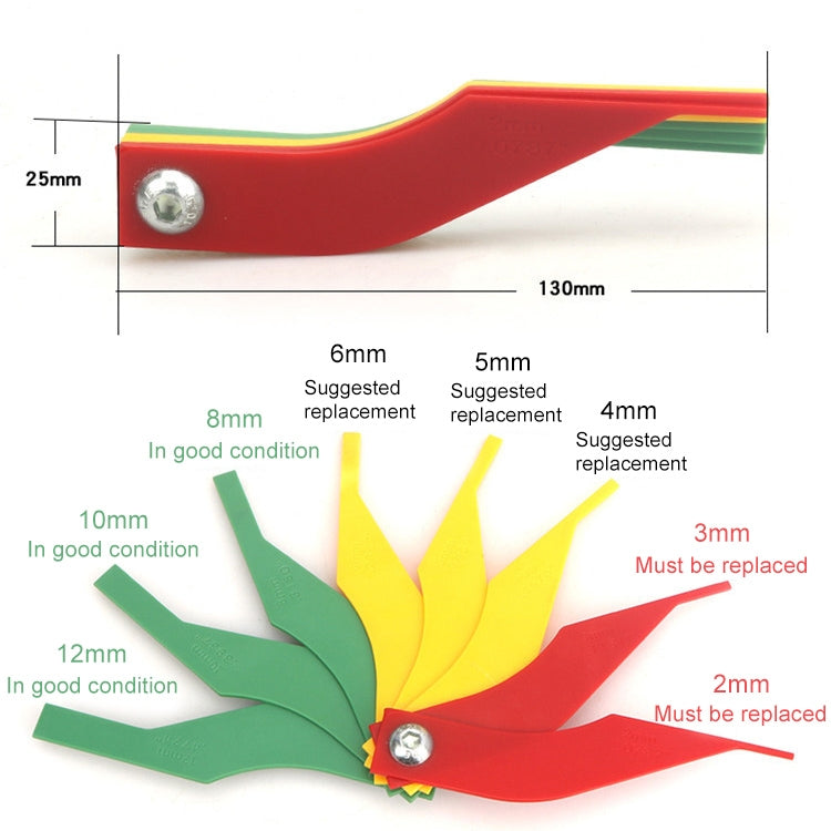 Strumento di misurazione dello spessore del righello della scala delle pastiglie dei freni dell'auto, Car Brake Pad Scale Ruler