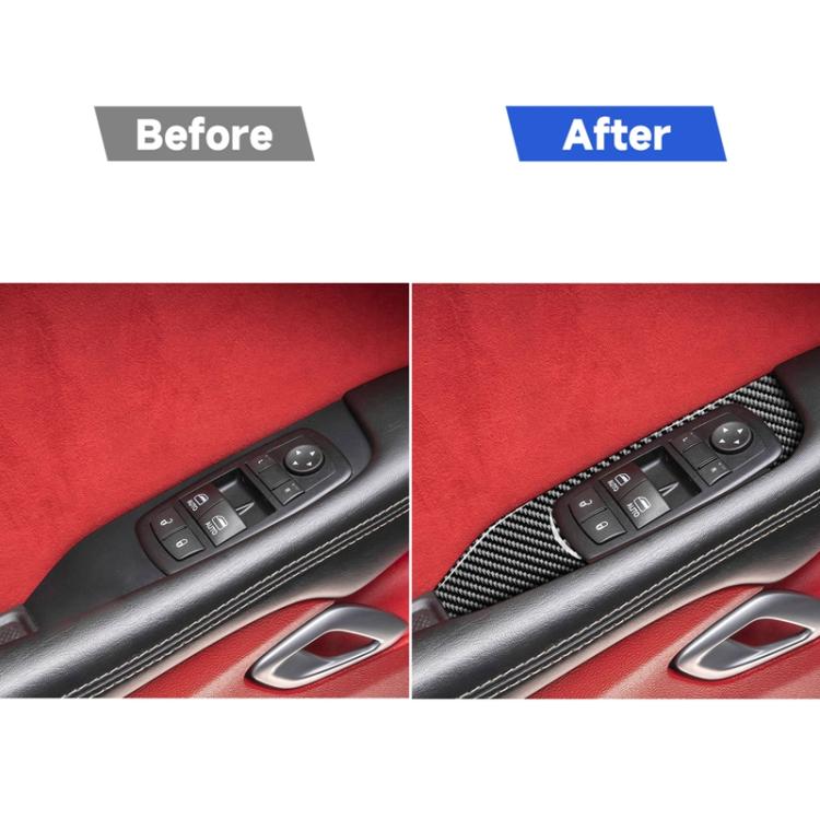 Adesivo decorativo per pannello alzacristallo per auto in fibra di carbonio per Dodge Challenger dal 2015 ad oggi, guida a sinistra, Window Lift Panel