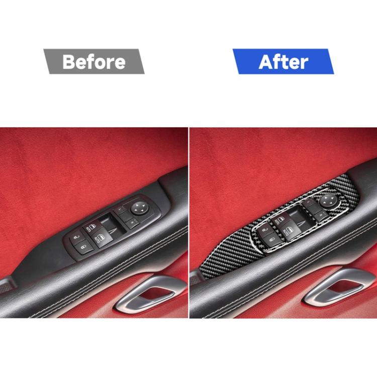 Set di adesivi decorativi per alzacristalli per auto in fibra di carbonio per Dodge Challenger dal 2015 ad oggi, guida a sinistra, Window Lift Set