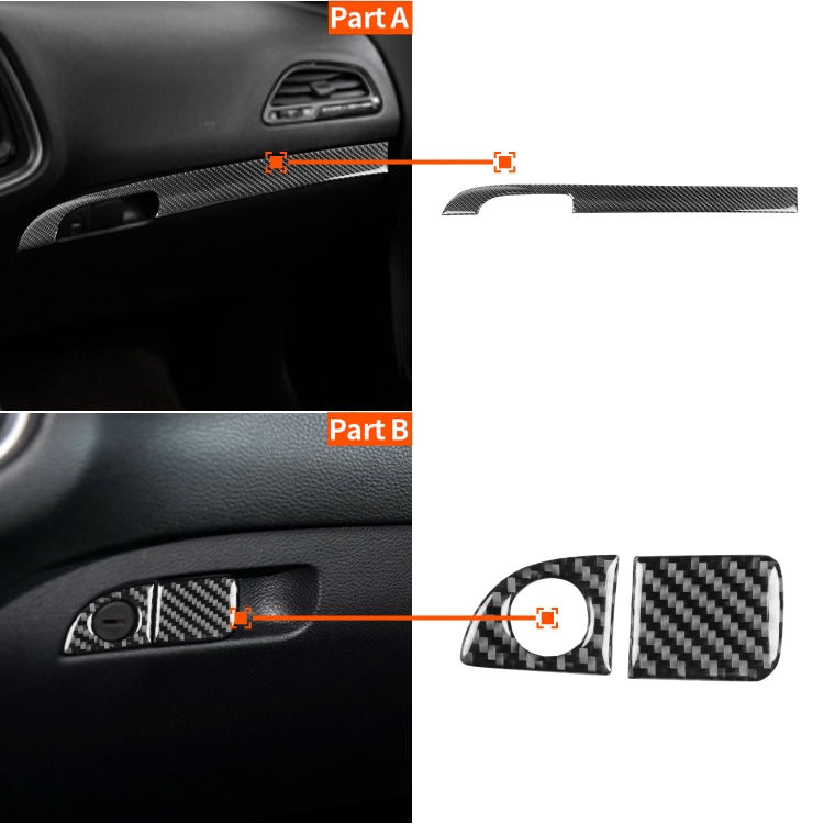 Set di scatole portaoggetti per copilota per auto in fibra di carbonio, adesivi decorativi per Dodge Challenger dal 2015 ad oggi, guida a sinistra, Co-pilot Storage Box Set