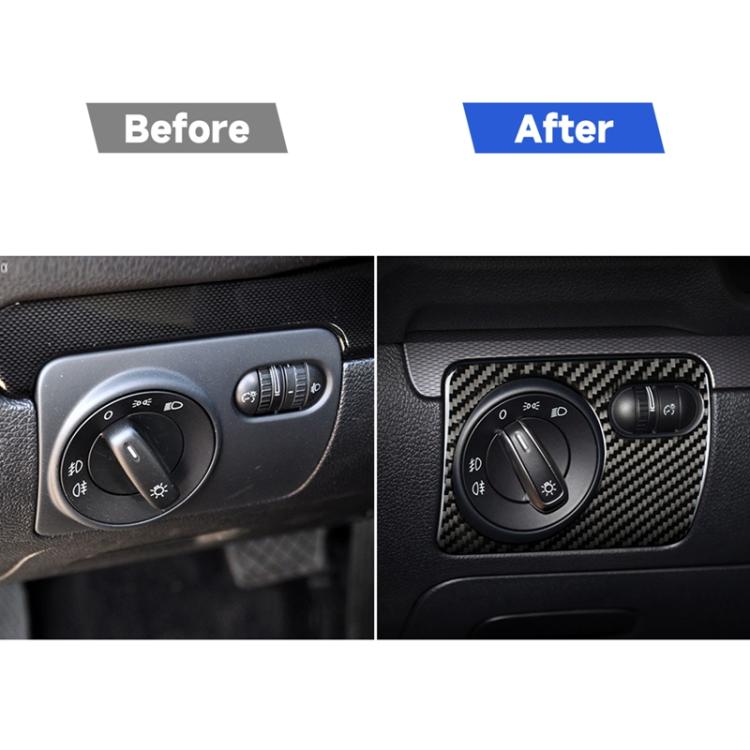 Adesivo decorativo per pannello interruttori fari per auto in fibra di carbonio per Volkswagen Golf 6 2008-2012, guida a sinistra, Headlight Switch Panel, Left Driving