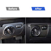 Adesivo decorativo per pannello interruttori fari per auto in fibra di carbonio per Volkswagen Golf 6 2008-2012, guida a sinistra, Headlight Switch Panel, Left Driving