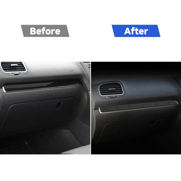 Adesivo decorativo per striscia di controllo centrale per auto in fibra di carbonio per Volkswagen Golf 6 2008-2012, guida a destra, Central Control Strip, Right Driving