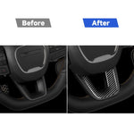 Adesivo decorativo per il mento del volante dell'auto in fibra di carbonio per Dodge Challenger dal 2015 ad oggi, guida a sinistra, Steering Wheel Chin