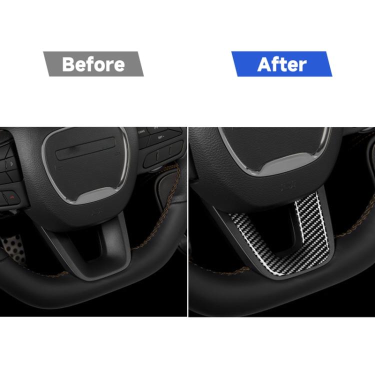 Adesivo decorativo per il mento del volante dell'auto in fibra di carbonio per Dodge Challenger dal 2015 ad oggi, guida a sinistra, Steering Wheel Chin