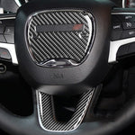 2 pezzi/set logo volante per auto in fibra di carbonio + adesivo decorativo per il mento per Dodge Challenger dal 2015 ad oggi, guida a sinistra, Steering Wheel Logo + Chin