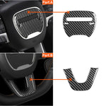 2 pezzi/set logo volante per auto in fibra di carbonio + adesivo decorativo per il mento per Dodge Challenger dal 2015 ad oggi, guida a sinistra, Steering Wheel Logo + Chin