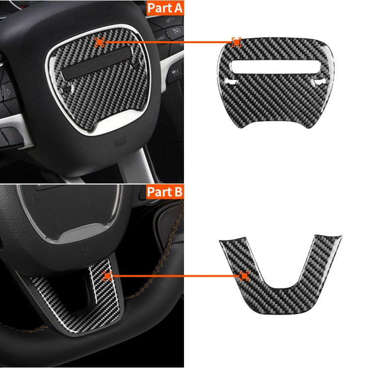 2 pezzi/set logo volante per auto in fibra di carbonio + adesivo decorativo per il mento per Dodge Challenger dal 2015 ad oggi, guida a sinistra, Steering Wheel Logo + Chin