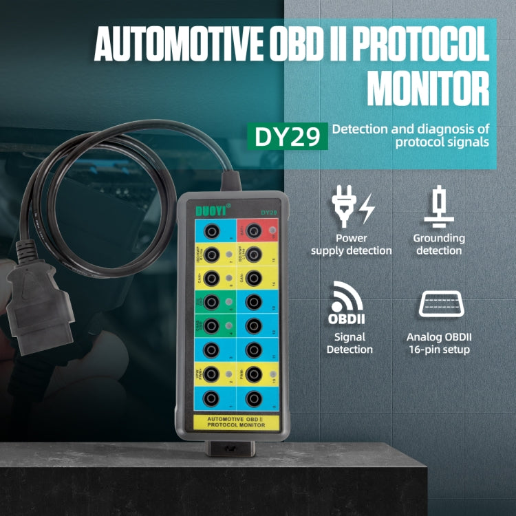 Tester per rilevatore di protocollo diagnostico OBD2 per auto DUOYI DY29, DY29