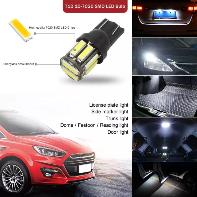 10 pezzi T10 DC12V / 0,96 W / 0,08 A Luce di ingombro per auto 10 LED SMD-7020 Perline lampada
