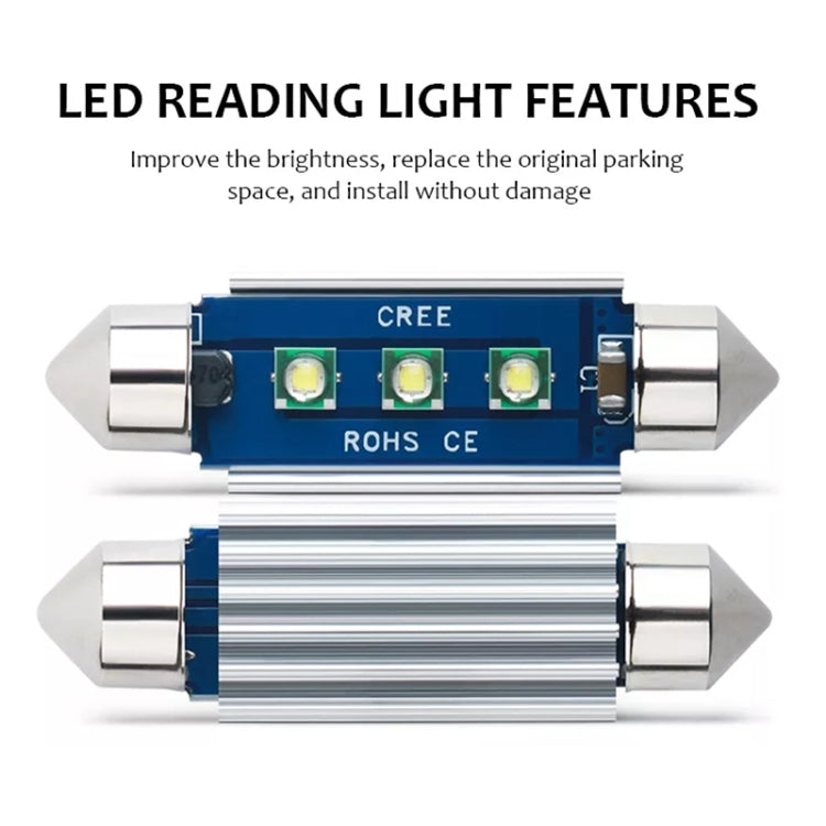 2 pezzi 41mm IC12V / 2,76 W / 0,23 A / 300LM 3 LED SMD Lampada da lettura per auto Dome Light, 41mm