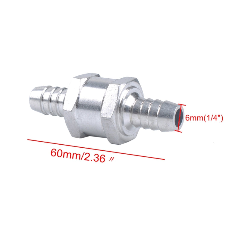 Valvola di non ritorno unidirezionale per benzina in lega di alluminio per auto da 6 mm, 6mm Silver