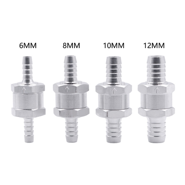 Valvola di non ritorno unidirezionale per benzina in lega di alluminio per auto da 6 mm, 6mm Silver