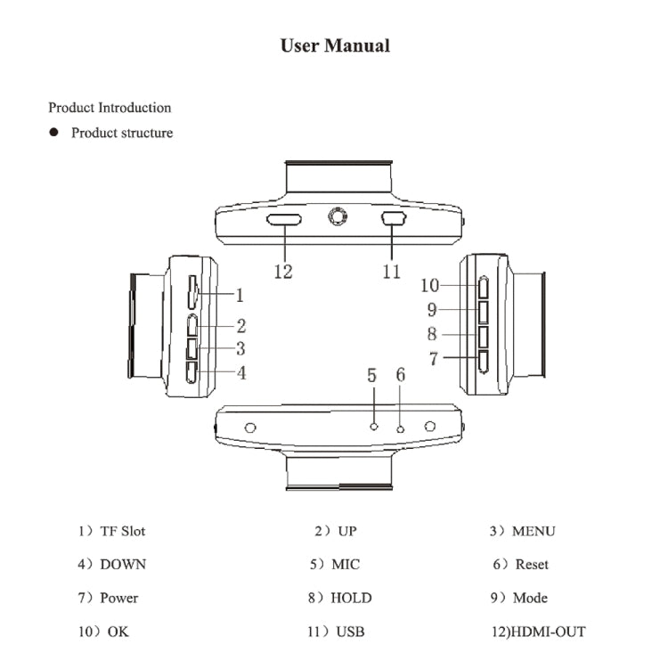 F9 Registratore di guida per auto con visione notturna a infrarossi HD con doppia fotocamera anteriore e posteriore per auto, Car Front and Rear