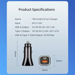 PD + QC3.0 Accendisigari per auto con caricatore rapido quadrato 2 in 1, Car Square Charger