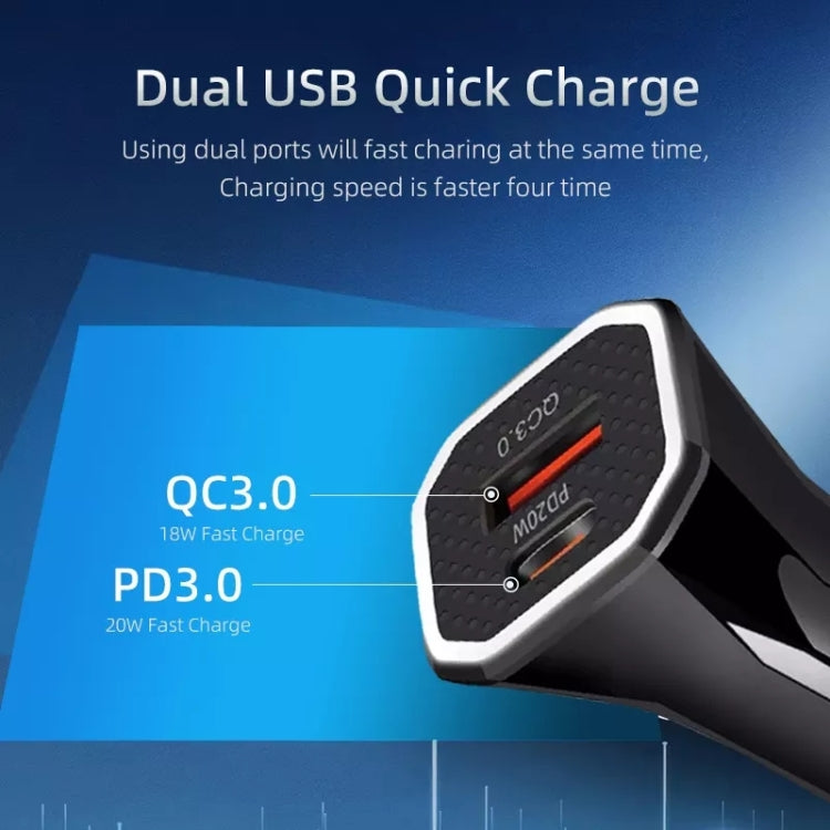 PD + QC3.0 Accendisigari per auto con caricatore rapido quadrato 2 in 1, Car Square Charger