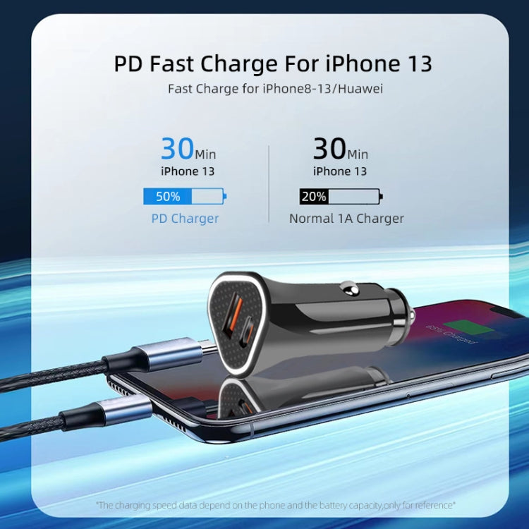 PD + QC3.0 Accendisigari per auto con caricatore rapido triangolare 2 in 1, Car Triangle Charger
