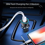 PD + QC3.0 Accendisigari per auto con caricatore rapido triangolare 2 in 1, Car Triangle Charger