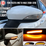 1 coppia per Ford Fiesta 2008-2017 Car Dynamic LED Indicatori di direzione Specchietto retrovisore Lampeggiatore Acqua Lampeggiante, For Ford Fiesta 2008-2017 (Transparent Black)