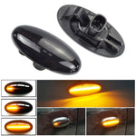 2 pezzi per Mazda 2 DY 2003-2007 Luce laterale parafango LED dinamica per auto, For Mazda 2 DY 2003-2007 (Transparent Black)