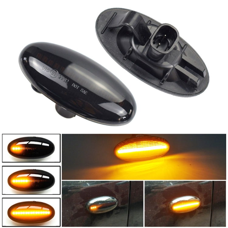 2 pezzi per Mazda 2 DY 2003-2007 Luce laterale parafango LED dinamica per auto, For Mazda 2 DY 2003-2007 (Transparent Black)